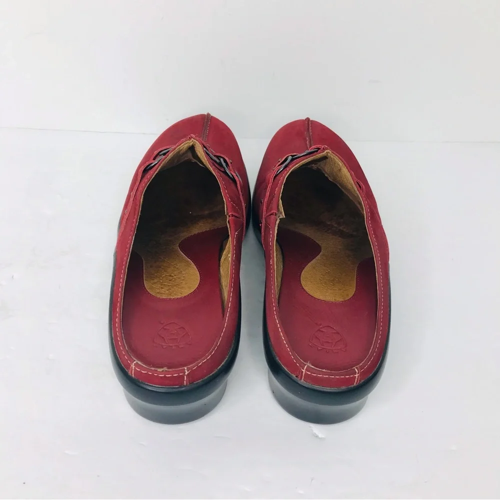 Ariat Women's Size 9B Clogs Red Leather Suede Slip On Comfort Shoes 15253 - Picture 4 of 8